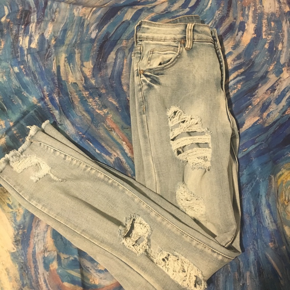 light wash ripped mom jeans